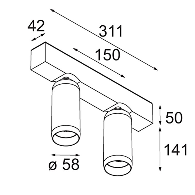 Modular Kogel Surface Adjustable 58 2x LED DI | Deckenlampe / Wandlampe