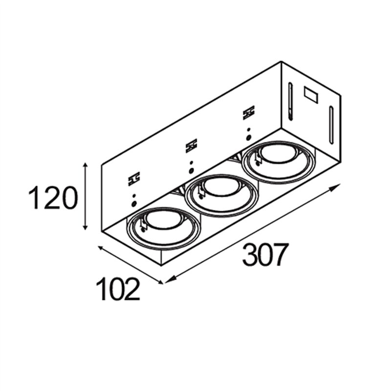 Modular Mini-Multiple Recessed Trimless Adjustable GU10 3x DE | Einbauspot