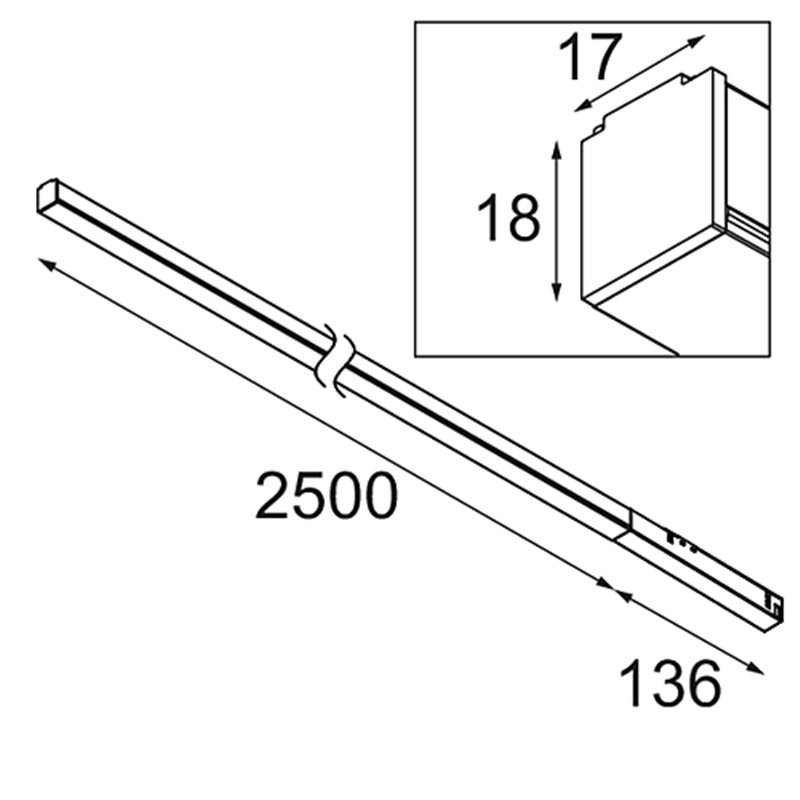 Modular Pista Linear Light Track 48V 2636 1x LED | Schienenbeleuchtung