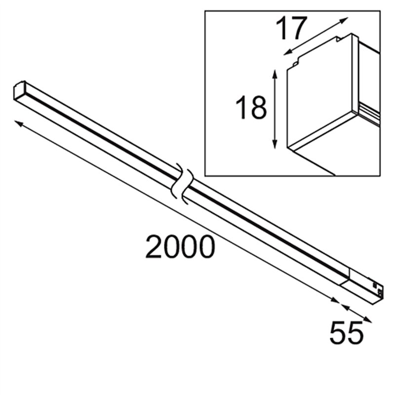 Modular Pista Linear Light Track 48V 2055 1x LED | Schienenbeleuchtung