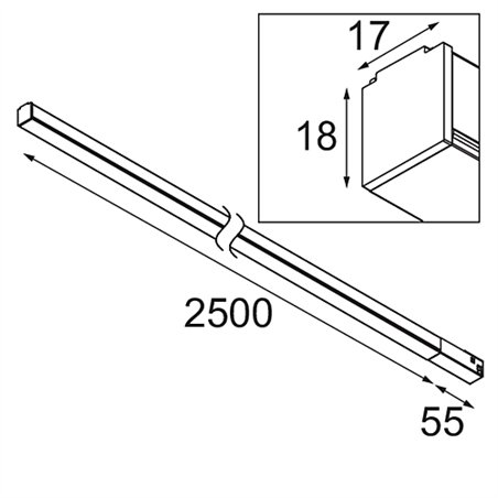 Modular Pista Linear Light Track 48V 2555 1x LED | Track lighting fixture