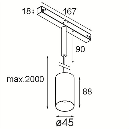 Modular Minude Track 48V Suspended 45 1x LED | Track lighting fixture
