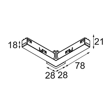 Modular Track 48V Connection 90° Electrical/Mechanical (For Surface Mounting) Inside