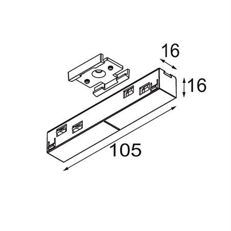 Modular Track 48V Connection 180° Electrical/Mechanical (For Suspended Mounting)