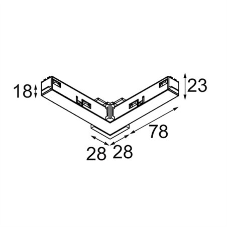 Modular Track 48V Connection 90° Electrical/Mechanical (For Suspended Mounting) Outside