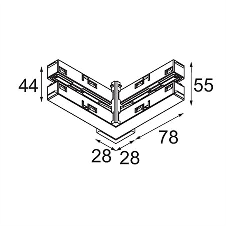 Modular Track 48V High Connection 90° Up/Down Electrical/Mechanical