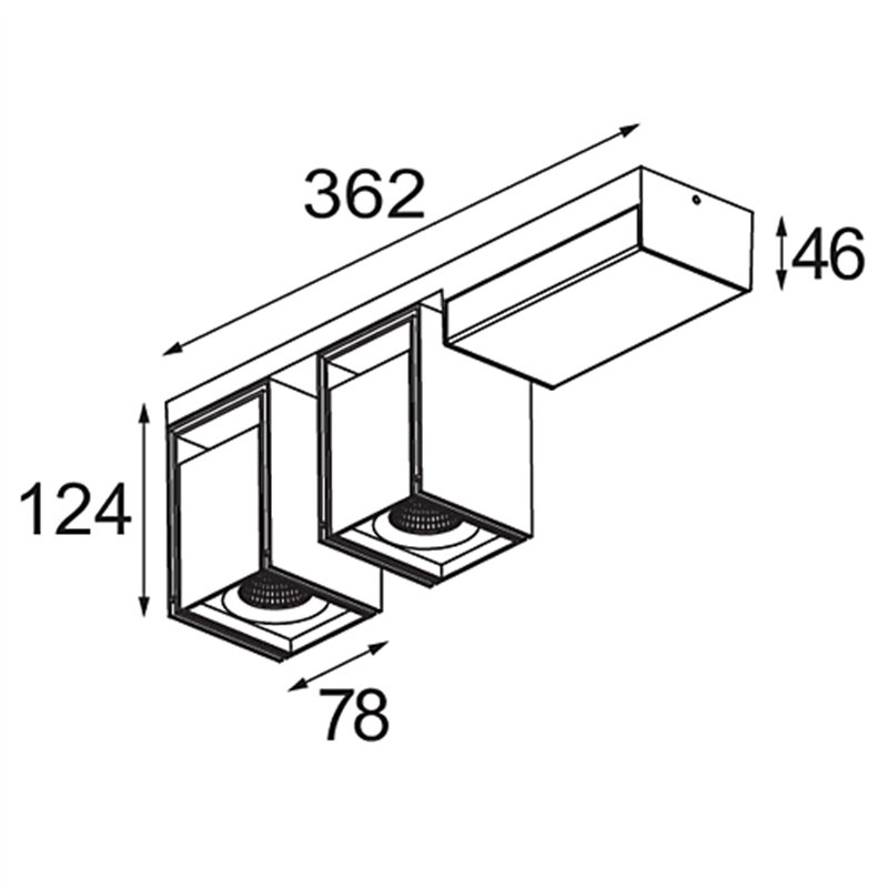 Modular Rektor Surface Adjustable 78x78 2x LED DI | Deckenlampe / Wandlampe