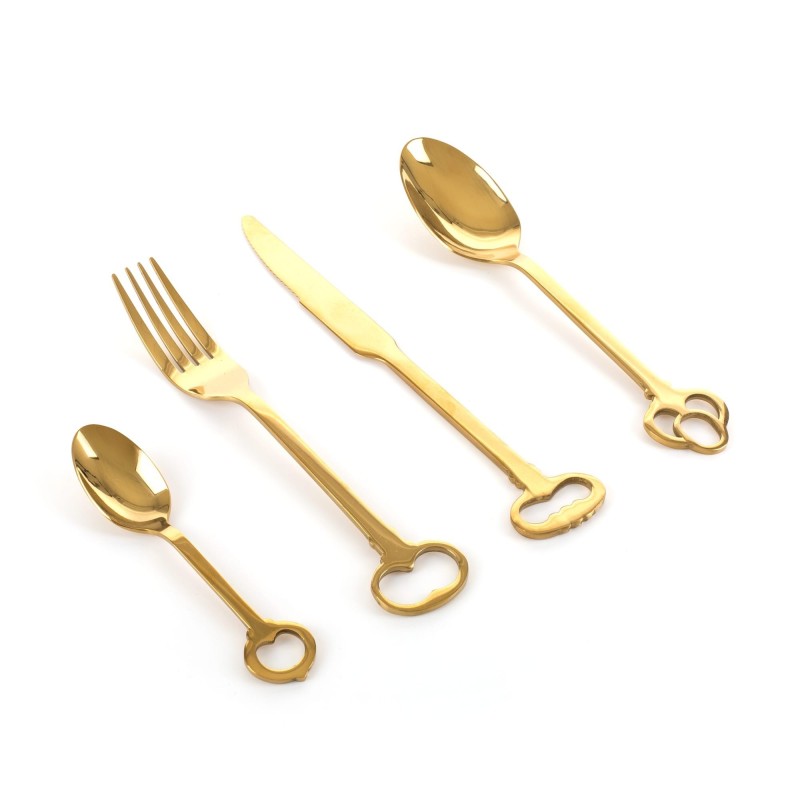 SELETTI gold-keytlery set of 24 cutlery 18/0 stainless electroplated, 6 places
