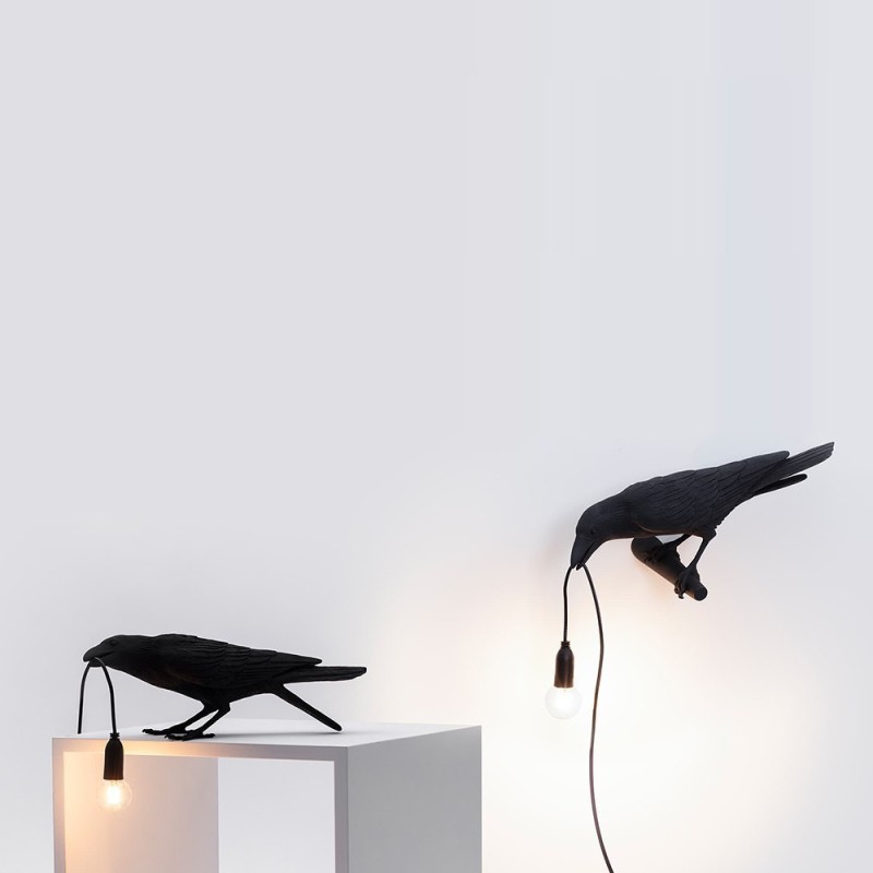 SELETTI Bird Lamp  Left Outdoor Black