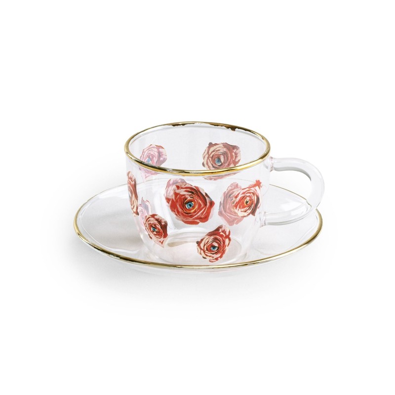 SELETTI Toiletpaper glass coffee set - roses