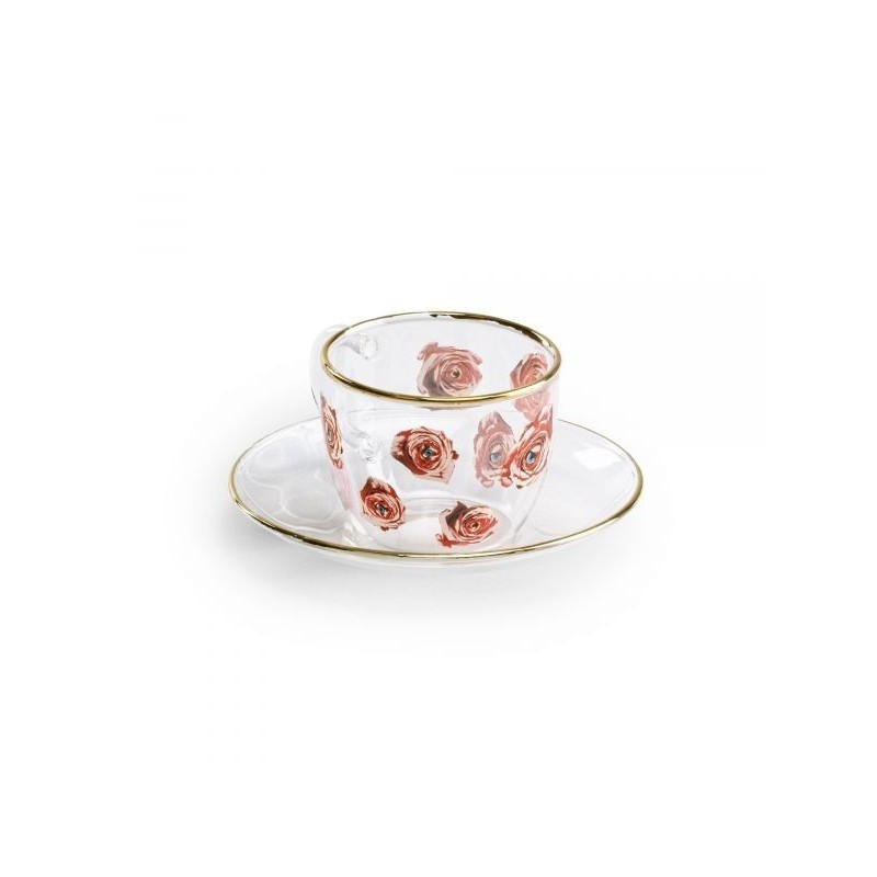 SELETTI Toiletpaper glass coffee set - roses