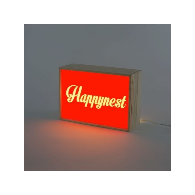 SELETTI lighthink_boxes box light wood - 4 written change - Cm.30x10,5 h.21