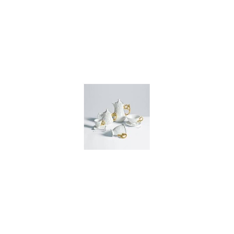 SELETTI i-wares teapot in porcelain with col. handles gold