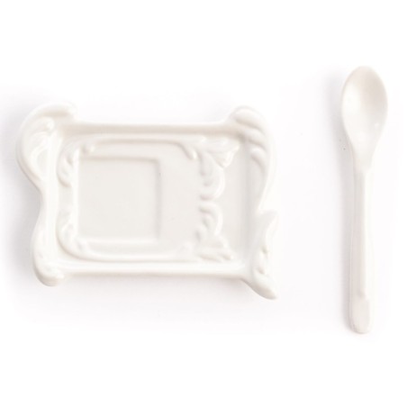 SELETTI i-wares coffee set in porcelain with coloured handle gold