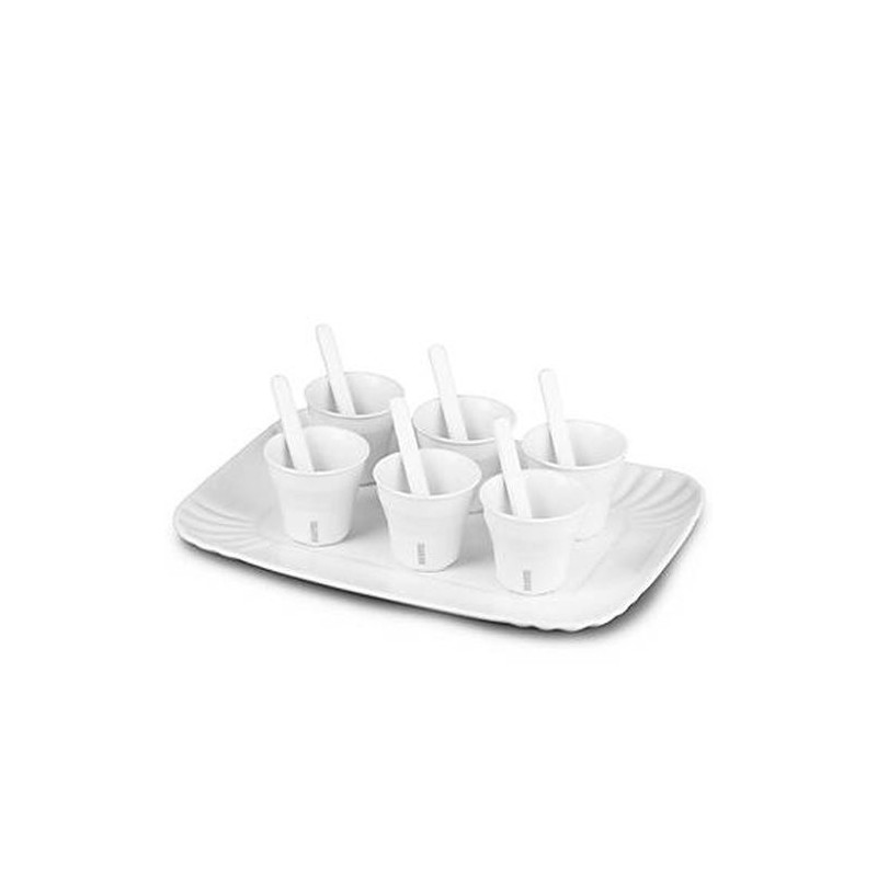 SELETTI coffee set 6 cups + 6 stirrers + 1 tray in porcelain