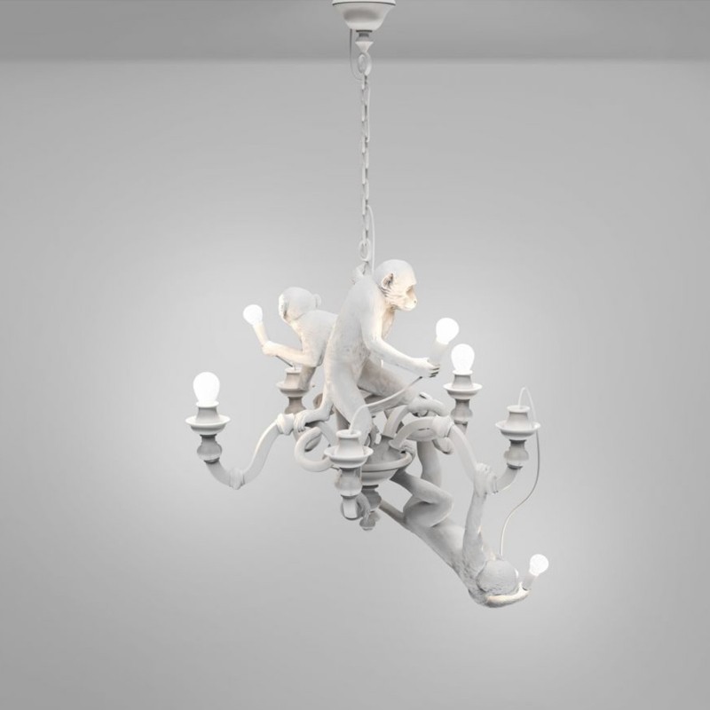 SELETTI Monkey chandelier - white