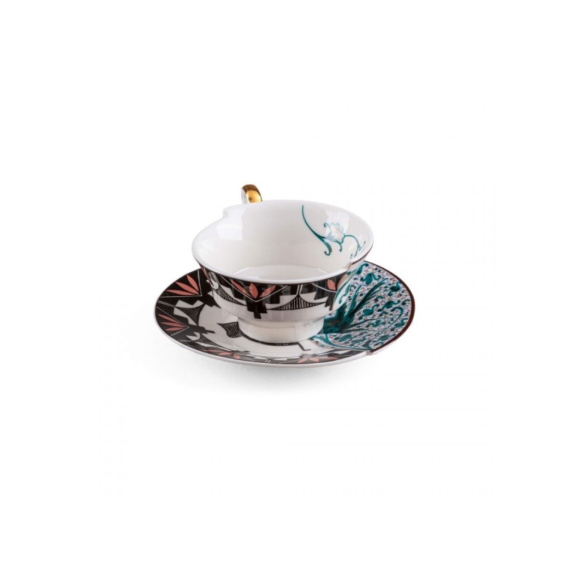 SELETTI Hybrid Porcelain tea cup + plate  - Aspero