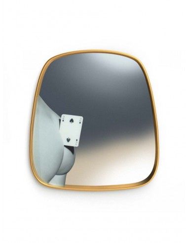 SELETTI Toiletpaper mirror with golden frame - two of spades